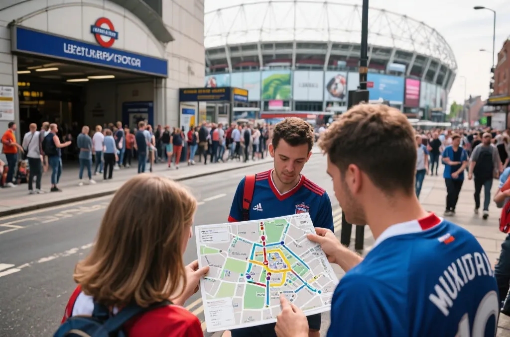 球迷手持行程表在不同世界杯举办城市之间规划路线